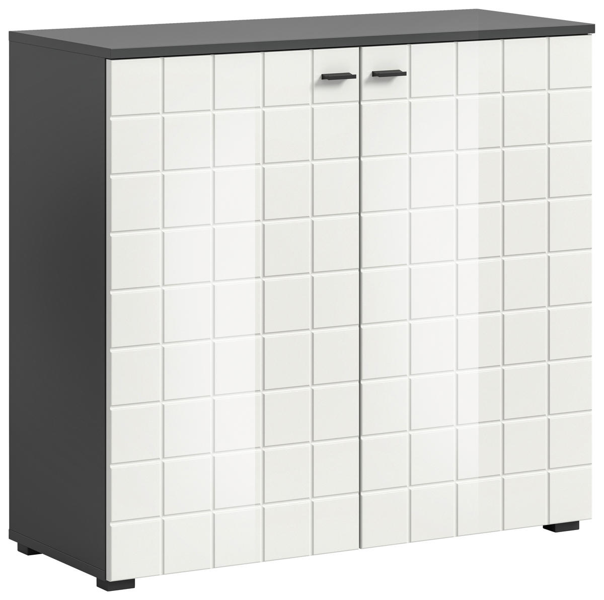 Kommode Monte anthrazit weiß Hochglanz B/H/T: ca. 92x86x37 cm Monte - weiß/anthrazit (92,00/86,00/37,00cm)