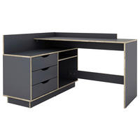 Winkelschreibtisch BELFAST anthrazit Eiche Optik B/H/T: ca. 129x83,5x105 cm BELFAST - Eiche/anthrazit (129,00/83,50/105,00cm) - byLIVING