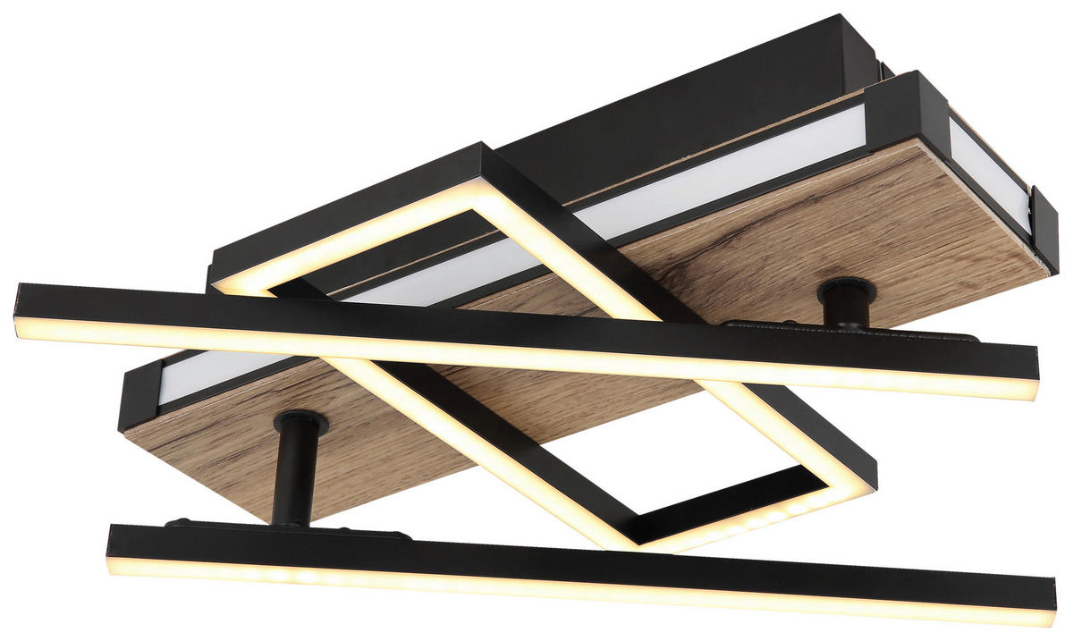 GLOBO LED-Deckenleuchte 67299D2 dunkelbraun mattschwarz Metall MDF Kunststoff B/H/T: ca. 46x12x68 cm COLLI - dunkelbraun/mattschwarz (46,00/12,00/68,00cm) - GLOBO