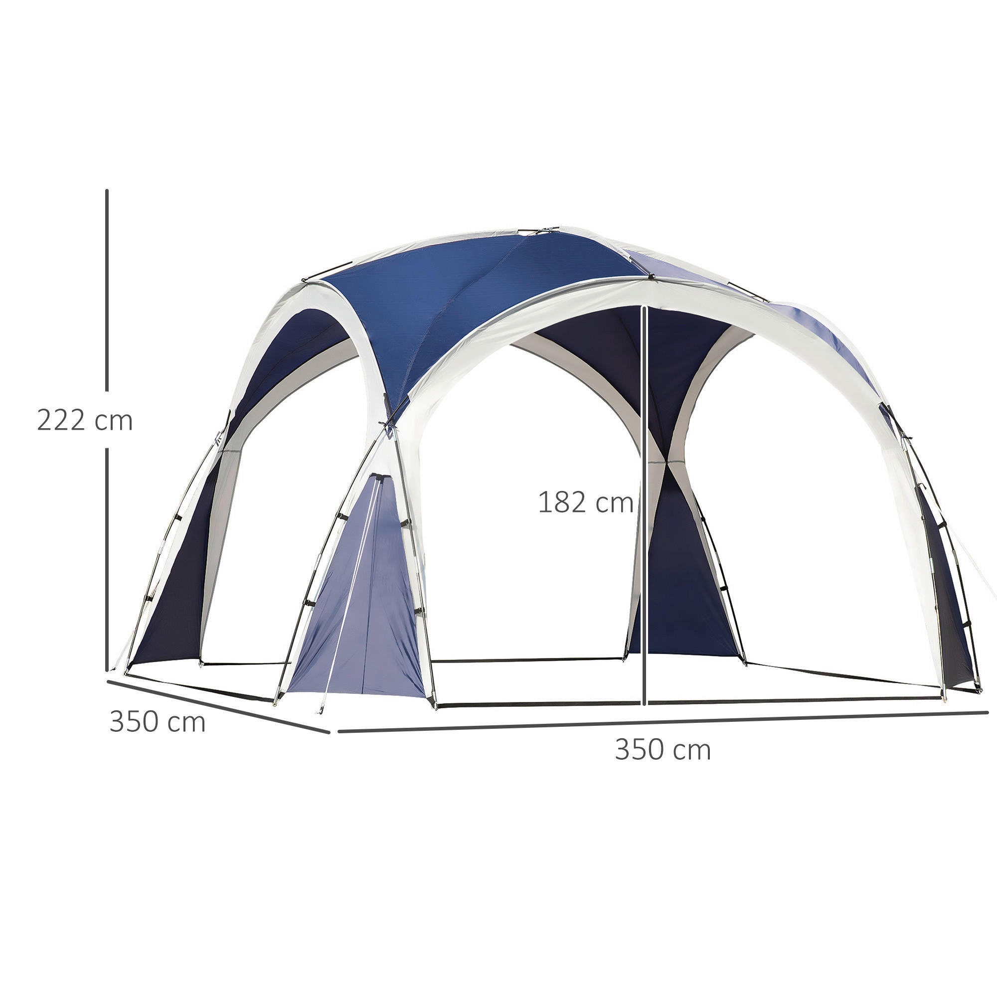 Outsunny Campingartikel B/H/L: ca. 350x350x222 cm Campingzelt - blau (222,00/350,00/350,00cm) - Outsunny