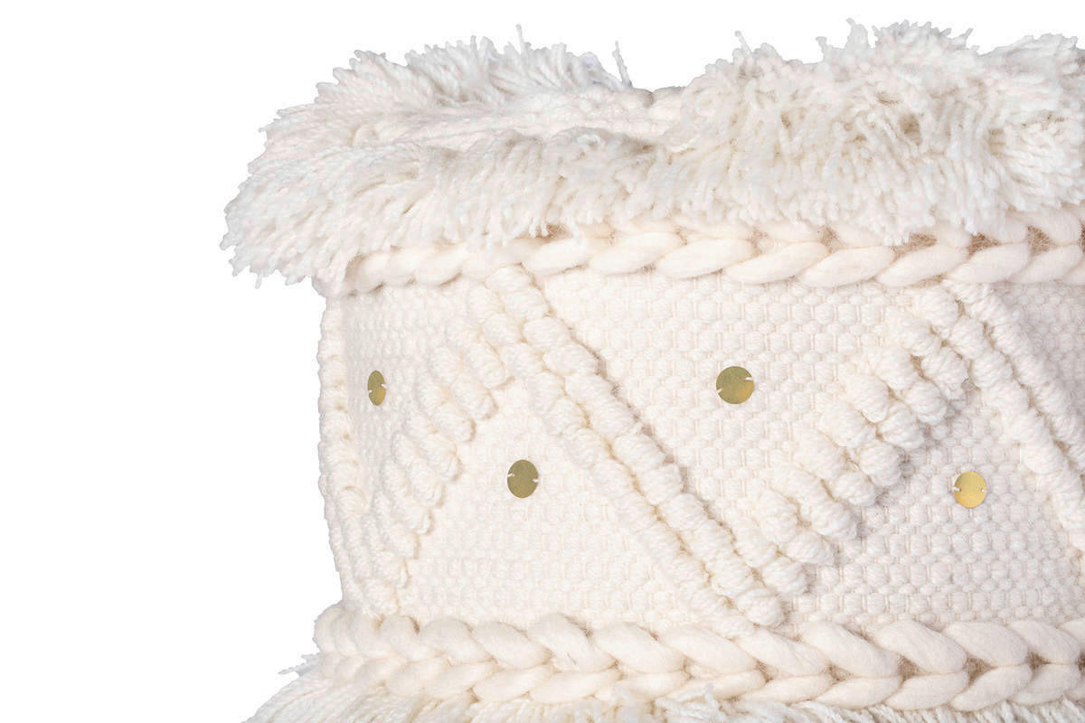 360 Living Hocker Bohist 500 creme Baumwolle Holz H/D: ca. 50x38 cm Bohist 500 - creme (38,00/50,00cm) - 360 Living