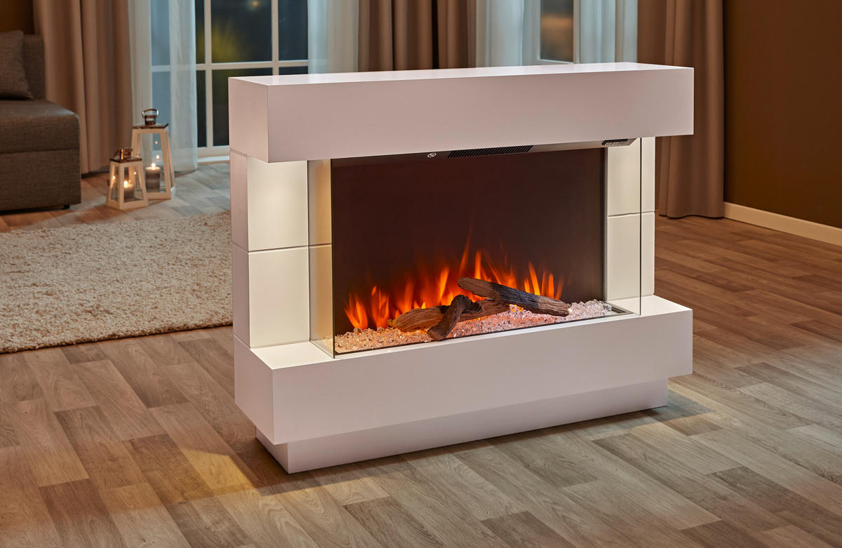 BHP Elektrischer-Kamin B992220 weiß Kunststoff Metall Glas B/H/T: ca. 100x78x27 cm Bern - weiß (100,00/78,00/27,00cm) - BHP