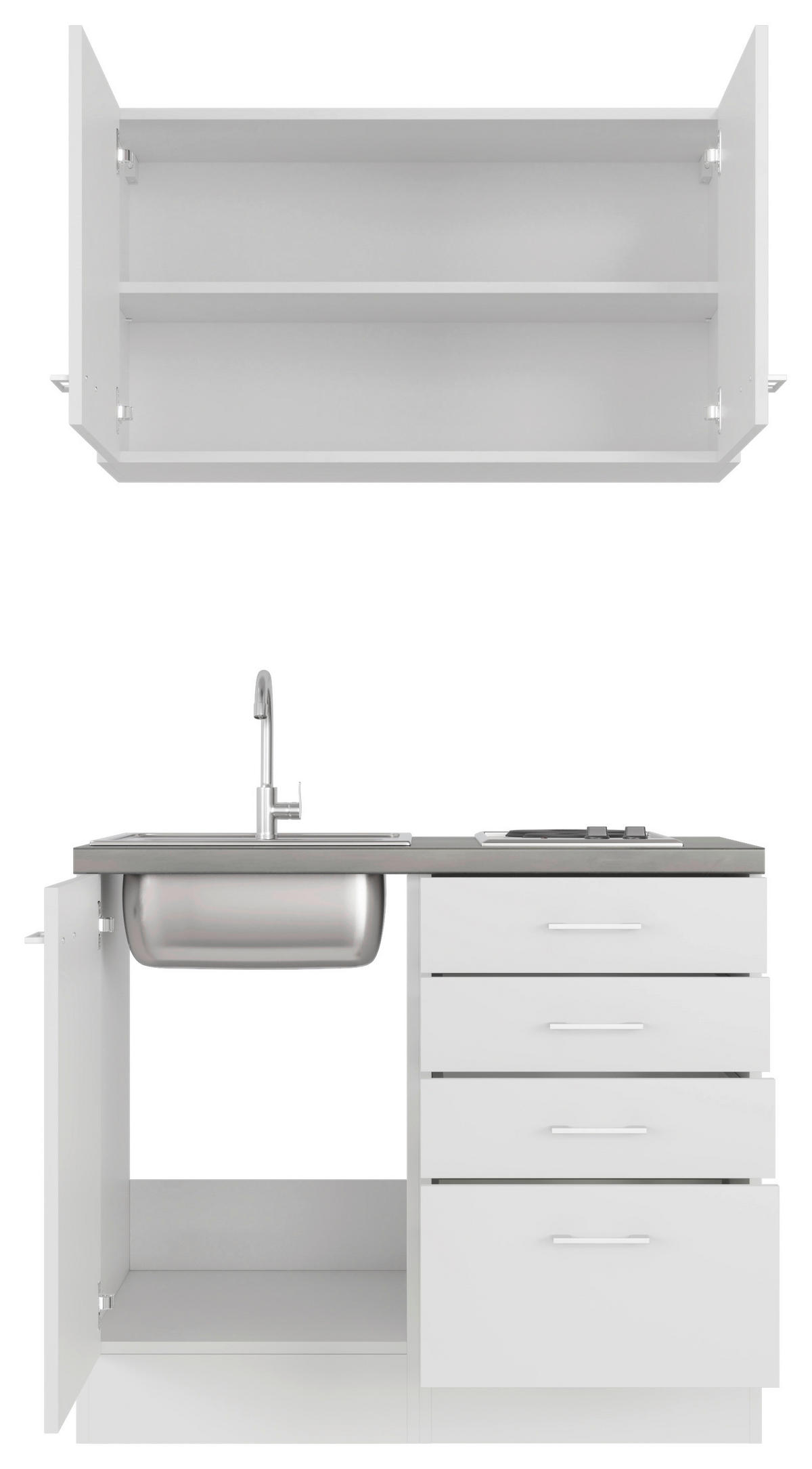 Küchenblock Lucca weiß matt B/H/T: ca. 100x200x60 cm Lucca - Eiche/weiß (100,00/200,00/60,00cm) - Flex-Well