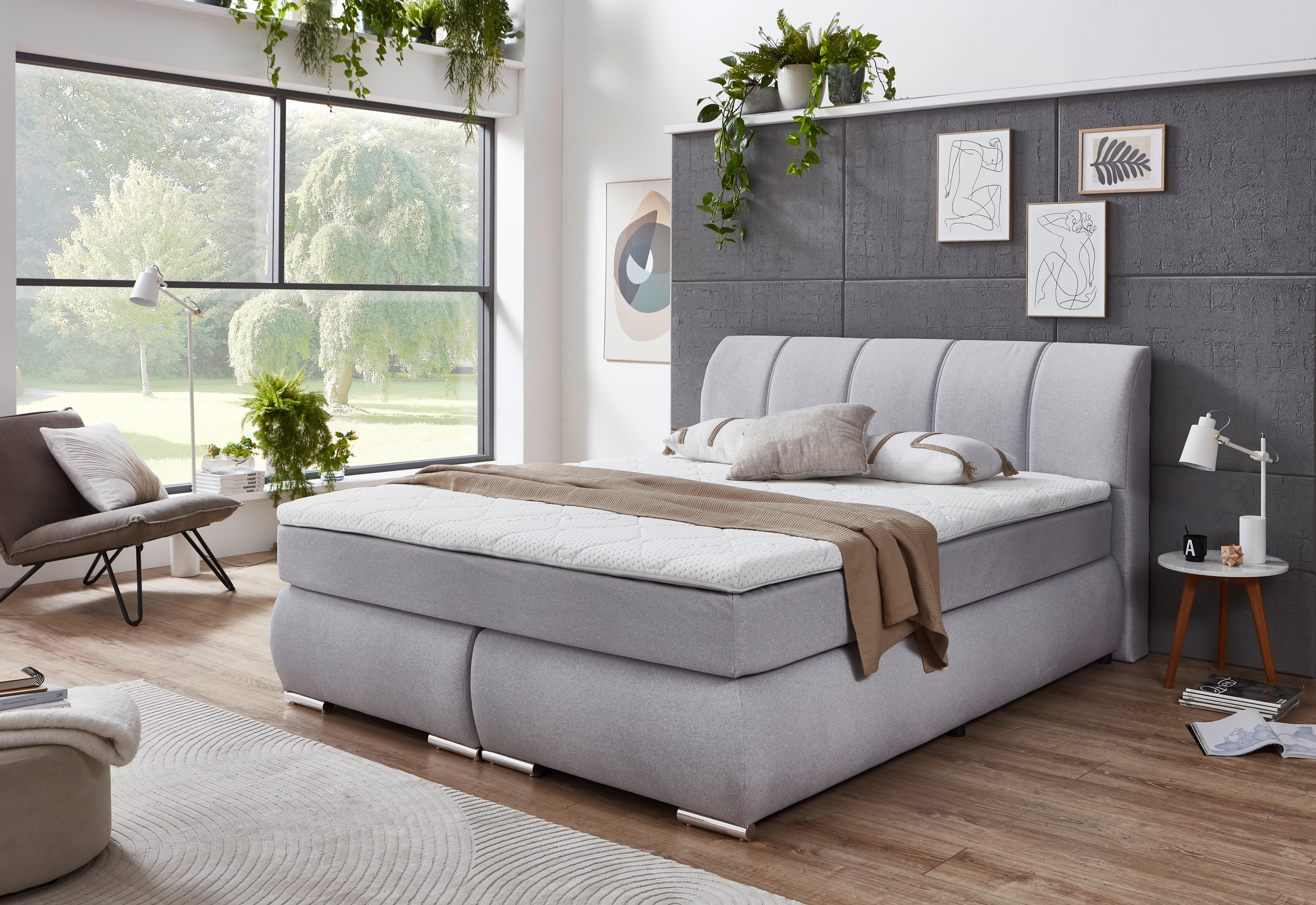 Boxspringbett Graz silber Liegefläche B/L: ca. 180x200 cm Graz - silber (188,00/108,00/218,00cm)
