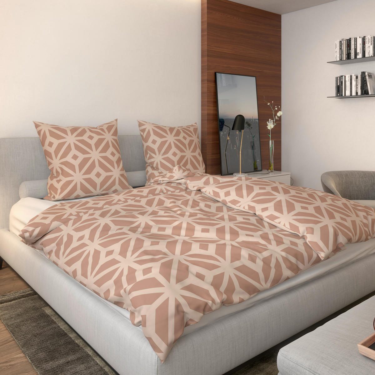 Microfaser Bettwäsche Fleece Bettwäsche_Fleece Grafik 135x200cm - beige (135,00/200,00cm)