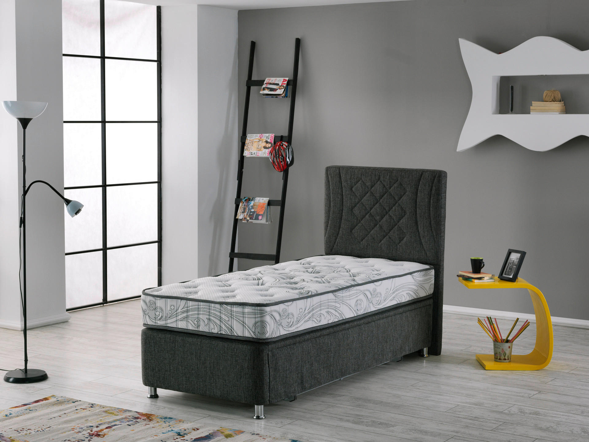 Polsterbett Comet grau dunkel Liegefläche B/L: ca. 90x200 cm Comet - grau (90,00/128,00/200,00cm)