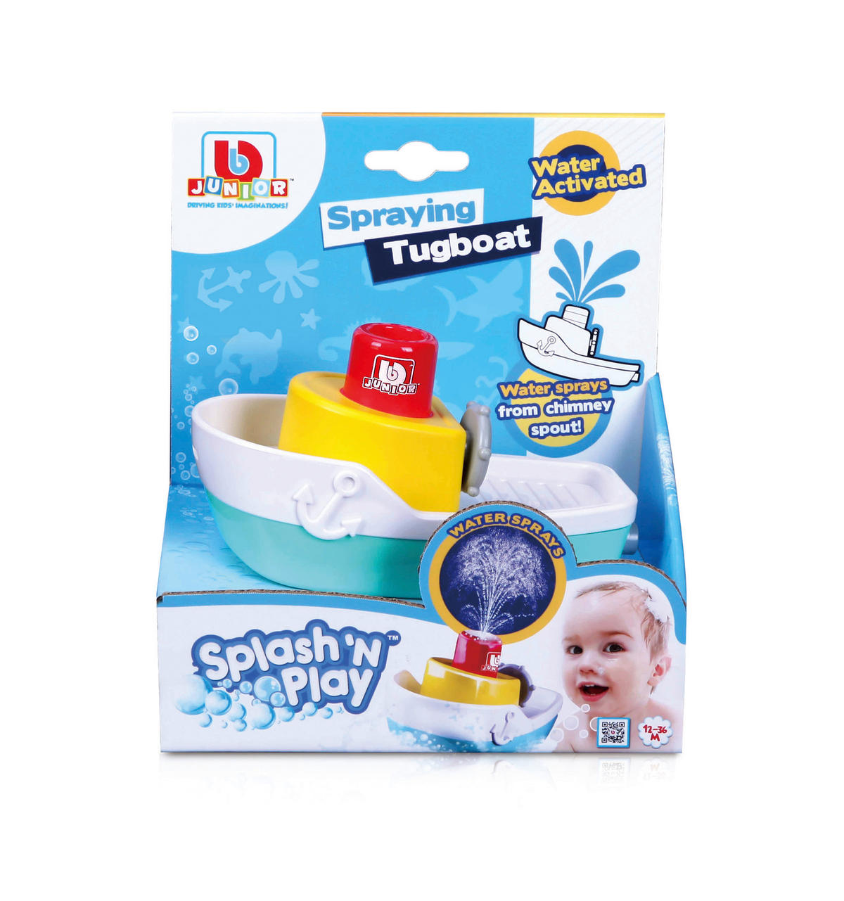 BBJunior Spielzeugboot Splash 'n Play Spraying Tugboat B/H/L: ca. 8,3x8,3x15 cm Splash 'n Play Spraying Tugboat - weiß/türkis (15,00/8,30/8,30cm) - BBJunior