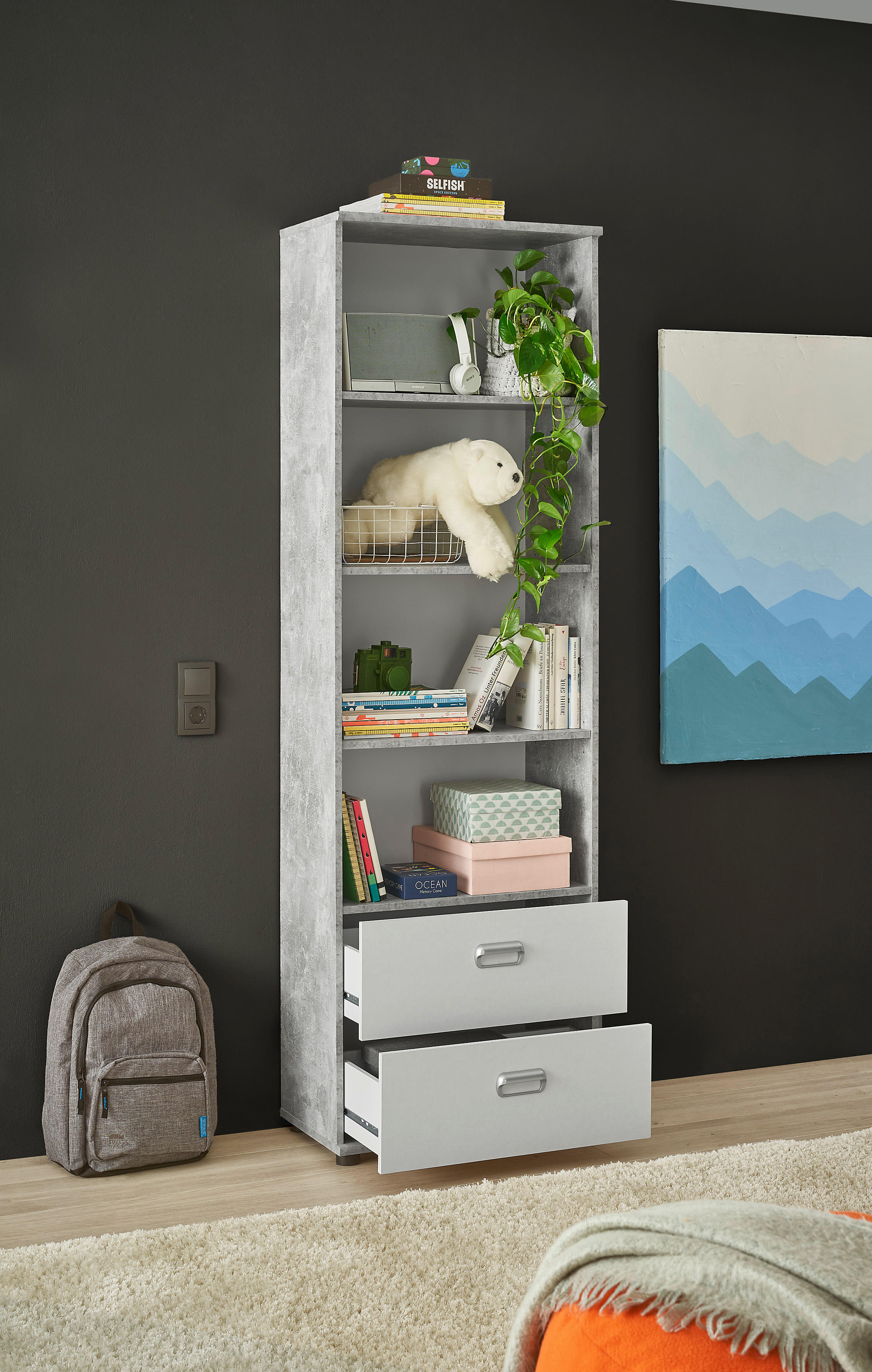 Thumbnail - Standregal Matino Beton B/H/T: ca. 60x191x33 cm