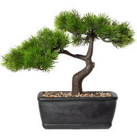 Kunstpflanze grau Kunststoff B/H: ca. 25x23 cm Bonsai-Lärche - grün/grau (25,00/23,00cm)
