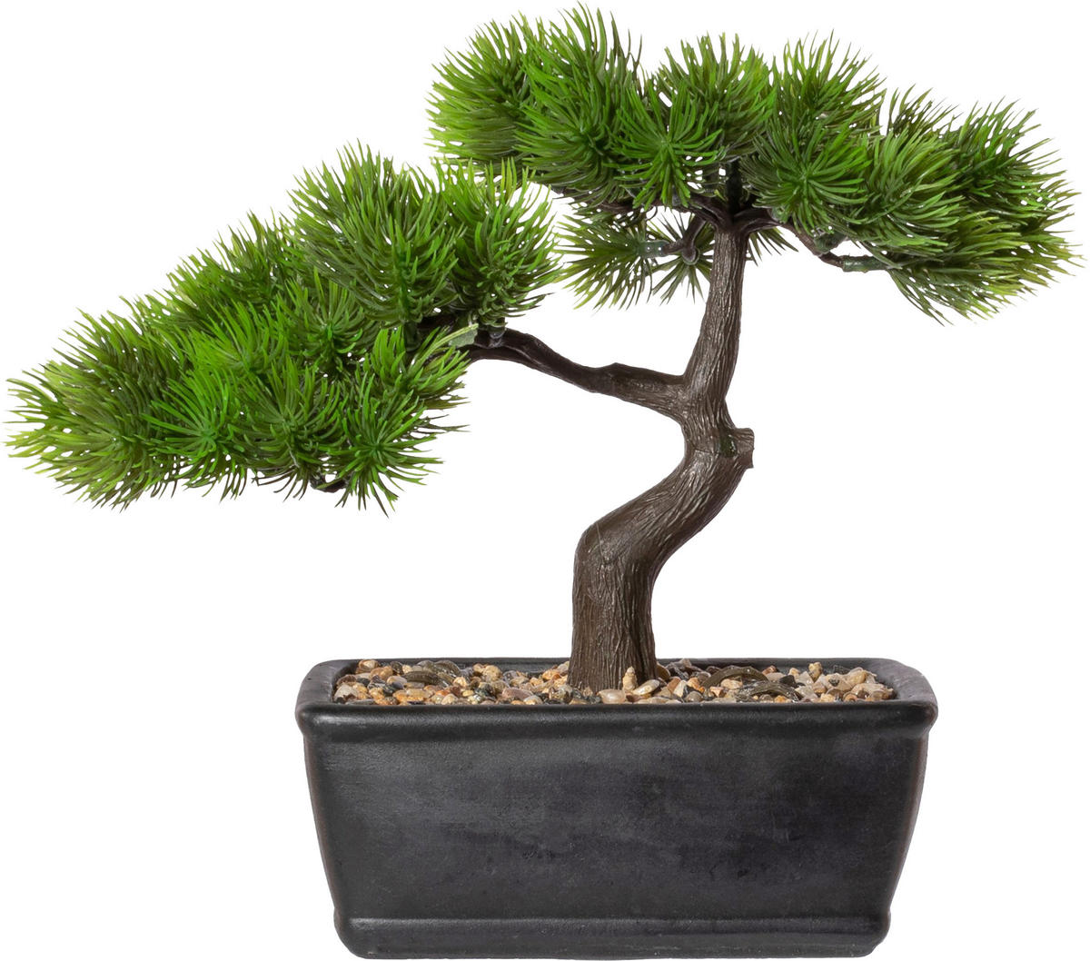 Kunstpflanze grau Kunststoff B/H: ca. 25x23 cm Bonsai-Lärche - grün/grau (25,00/23,00cm)