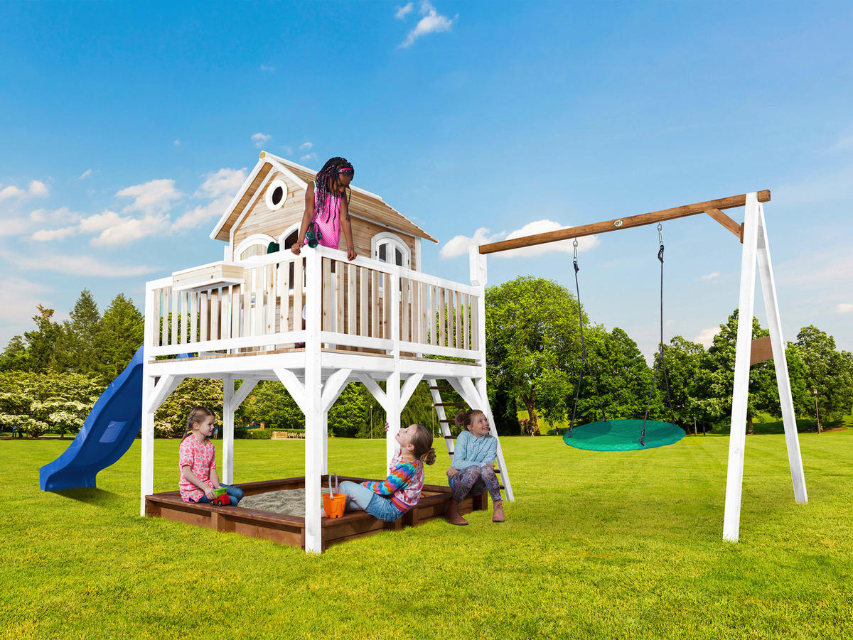 AXI Spielhaus Liam braun B/H/L: ca. 541x291x277 cm Liam - braun/blau (277,00/541,00/291,00cm) - AXI