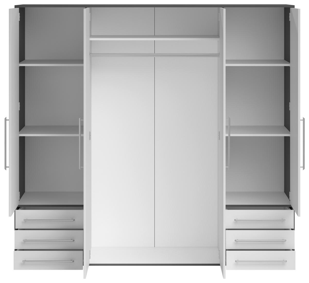 Kleiderschrank Lyss Graphit weiß B/H/T: ca. 205x194x58 cm Lyss - weiß/Graphit (205,00/194,00/58,00cm)