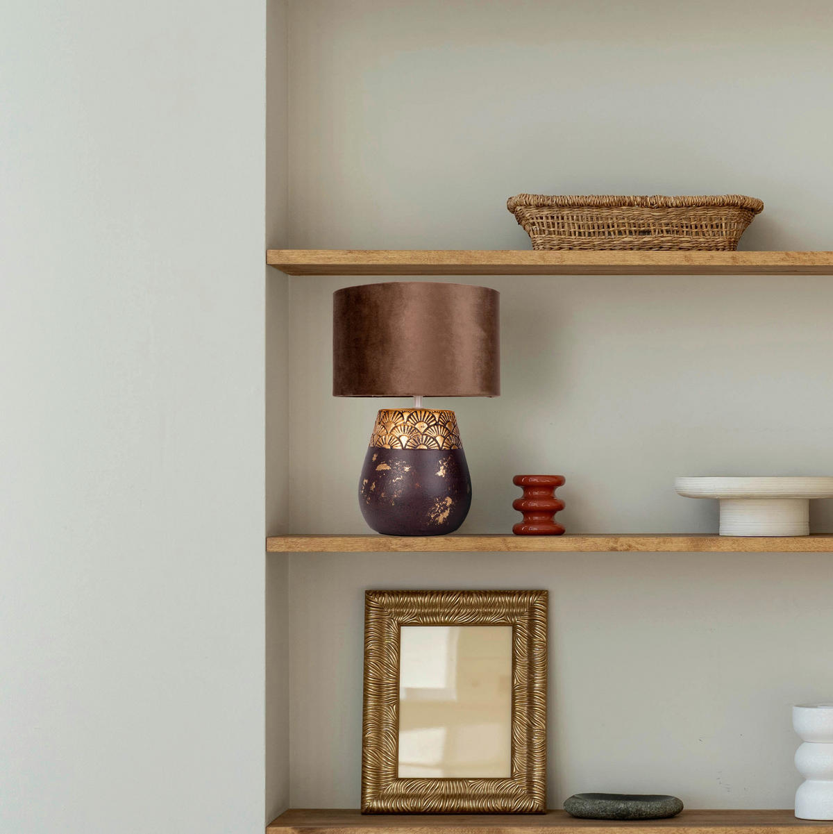 Näve Leuchten Tischleuchte tabak Keramik B/H/T/D: ca. 26x39x26x26 cm E27 1 Brennstellen BRONCO - tabak (26,00/39,00/26,00cm) - Näve Leuchten