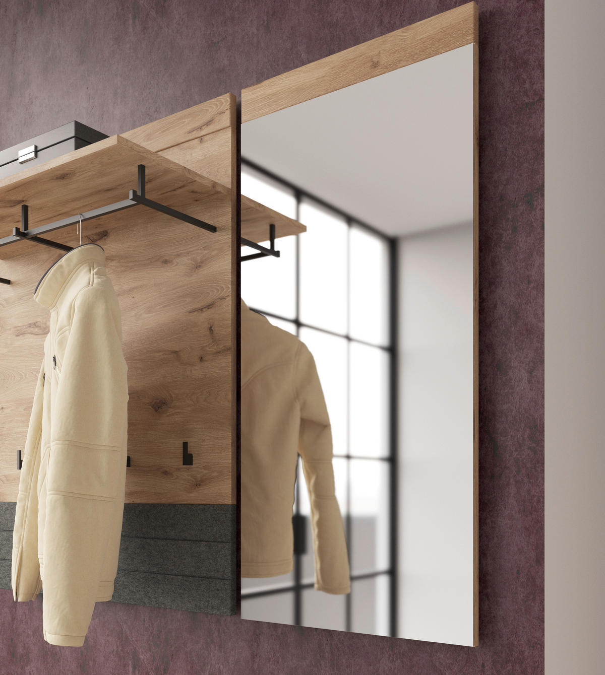Wandspiegel Roxy Eiche Viking Nachbildung B/H/T: ca. 50x107x2 cm Roxy - (50,00/107,00/2,00cm)