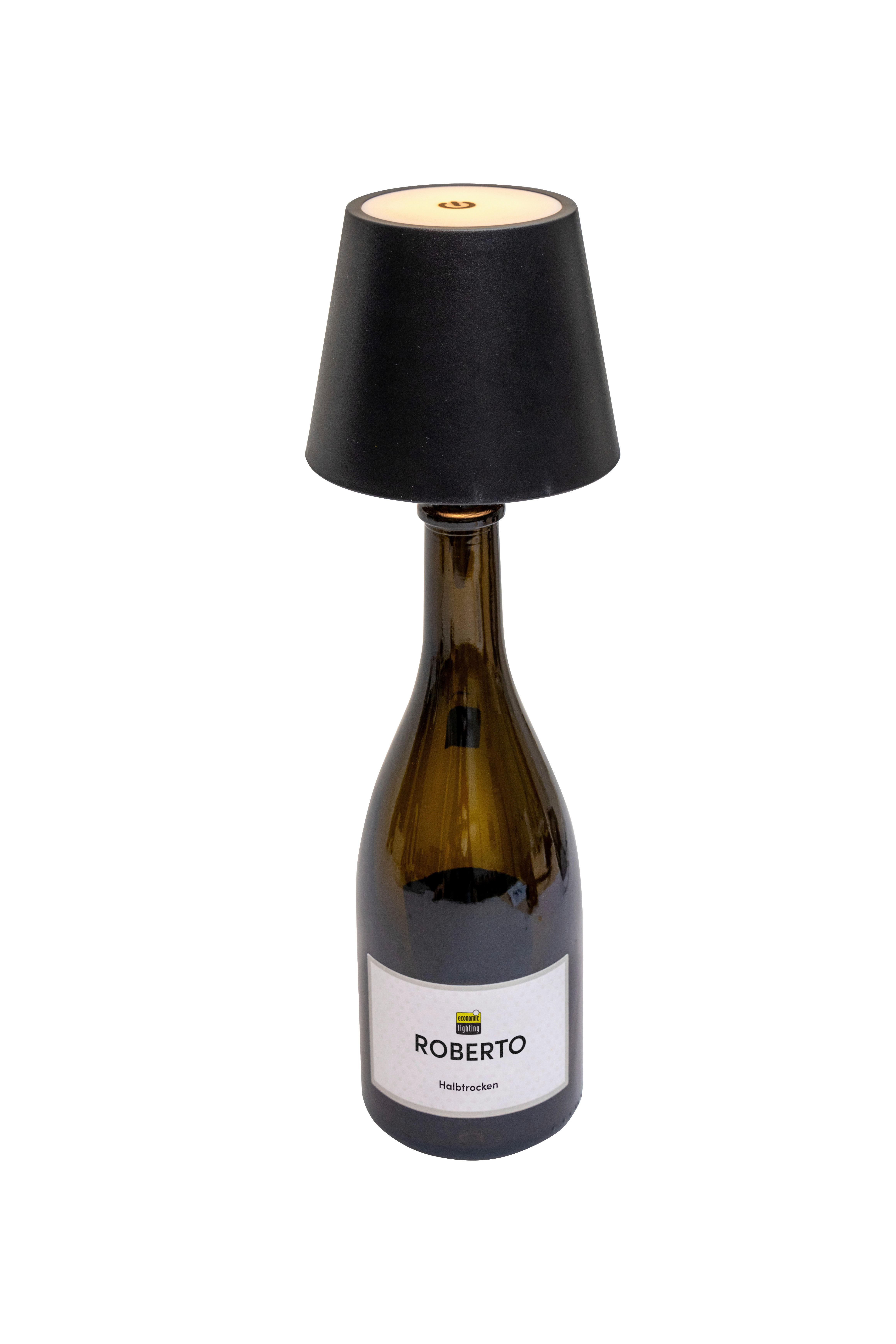 Außenleuchte schwarz H/D: ca. 15x11 cm Akku-Flaschenleuchte_Palermo - schwarz (11,00/15,00cm) - Nolo Lighting