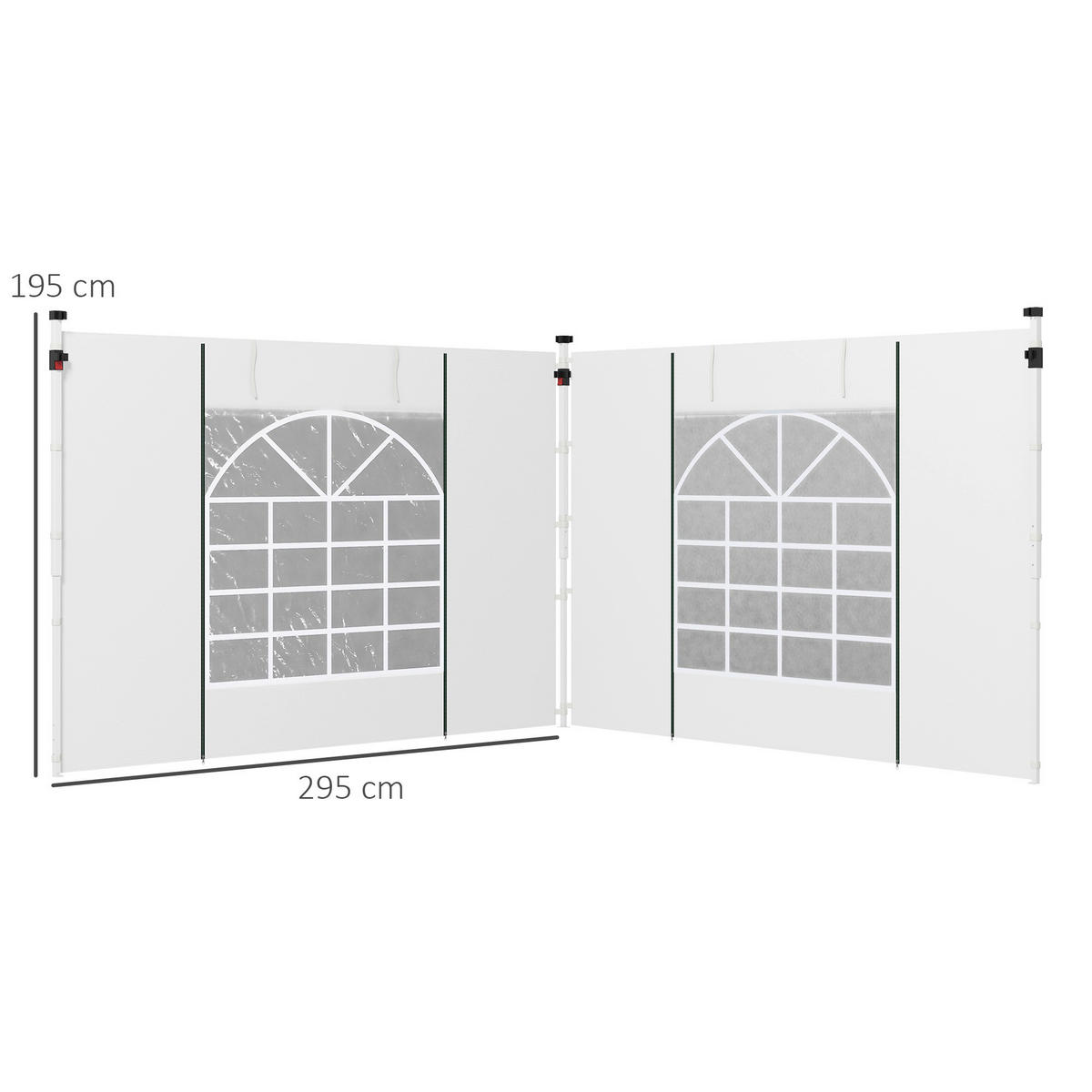 Outsunny Pavillon-Seitenwände weiß Polyester H/L: ca. 195x295 cm Pavillon-Seitenwände - weiß (295,00cm) - Outsunny