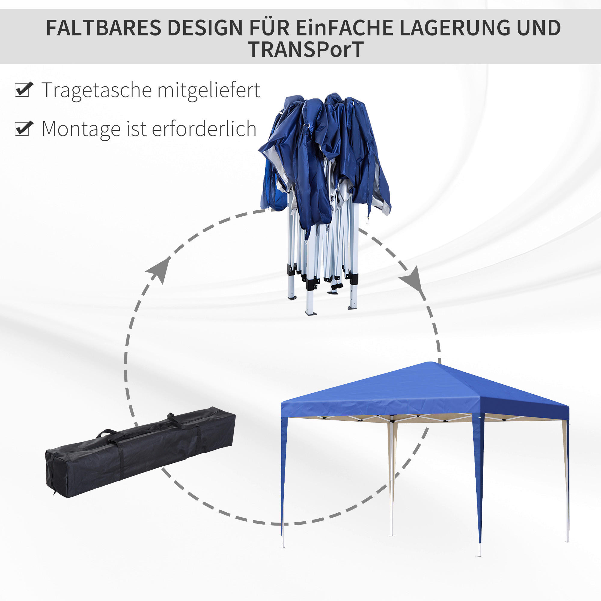 Thumbnail - Outsunny Pavillon blau Polyester B/H/L: ca. 295x255x295 cm