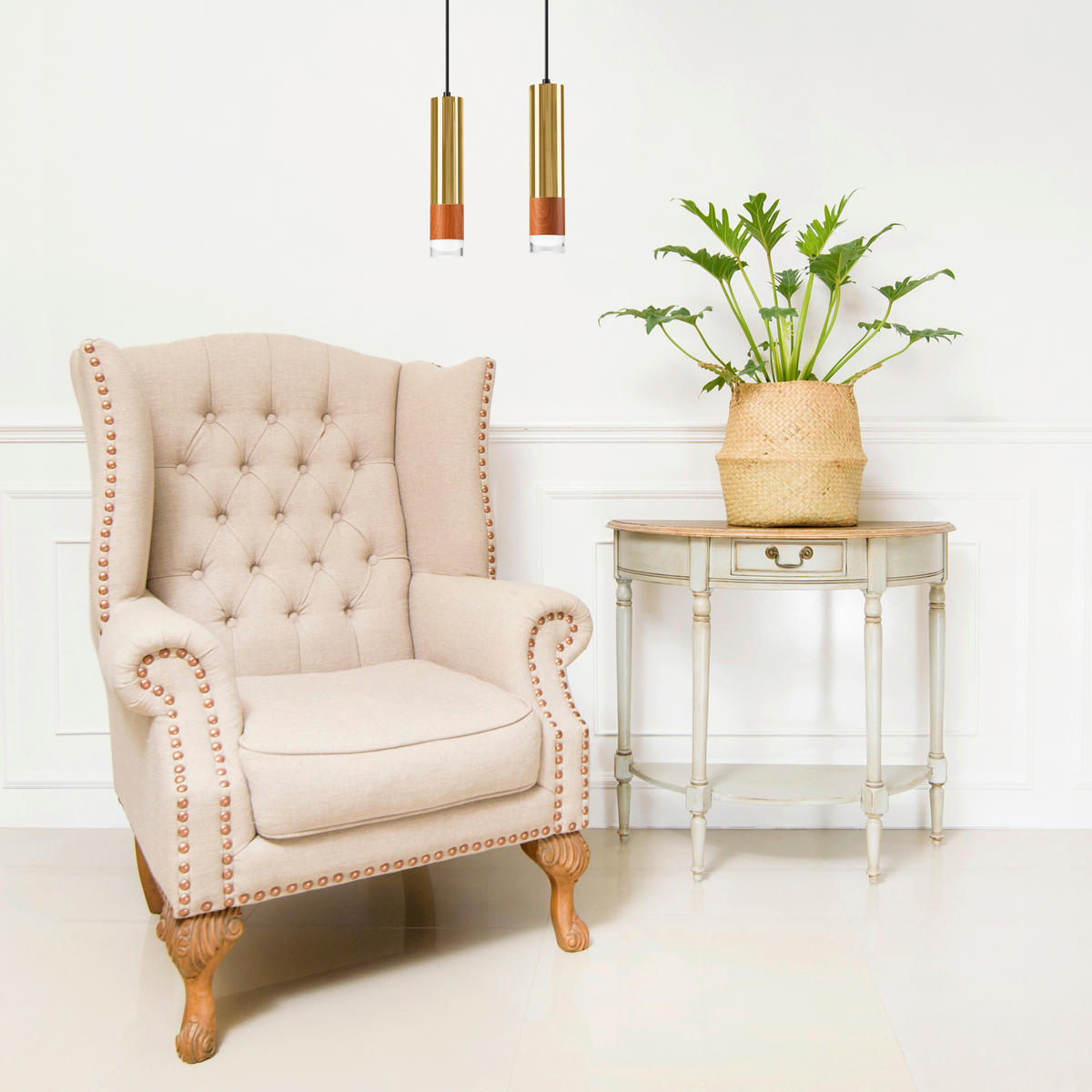 Lamkur Pendelleuchte gold Glas Stahl B/H/L: ca. 8x105x30 cm GU10 2 Brennstellen AURELIA - gold (30,00/8,00/105,00cm) - Lamkur