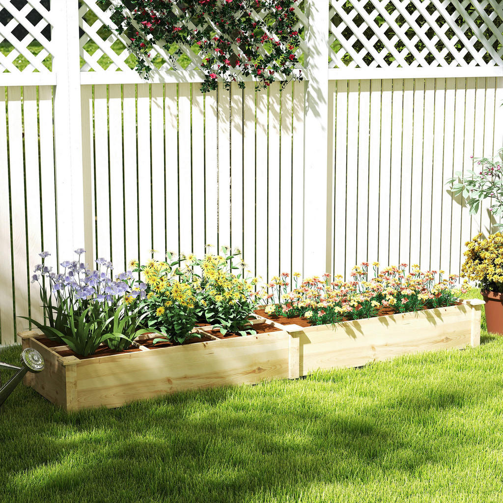 Thumbnail - Outsunny Hochbeet natur Holz B/H/L: ca. 60x25x237 cm