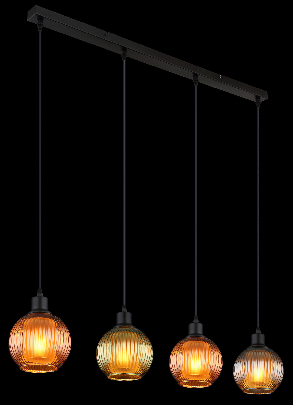 Pendelleuchte Metall Glas B/H/L: ca. 15x120x90 cm E27 4 Brennstellen Pendelleuchte_Zumba - (90,00/15,00/120,00cm)