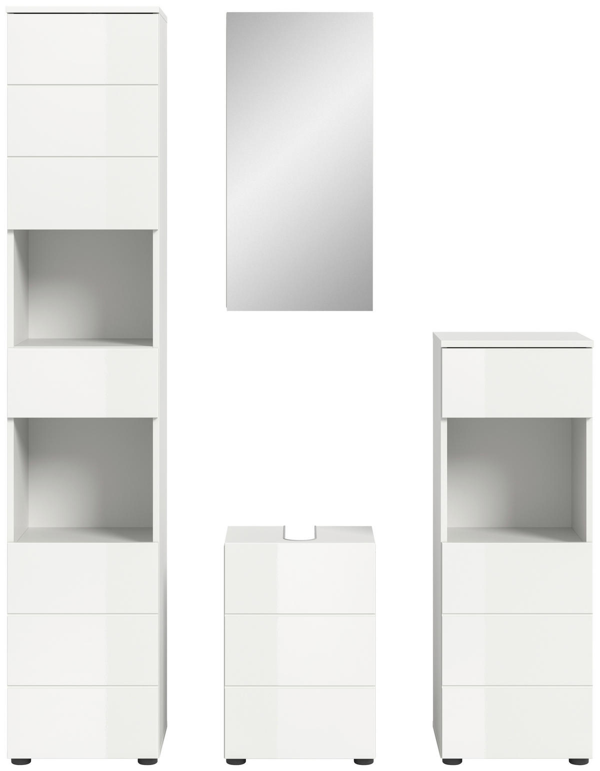 Badezimmer-Set VIRA weiß weiß Hochglanz B/H/T: ca. 144x190x34 cm VIRA - weiß (144,00/190,00/34,00cm) - xonox.home