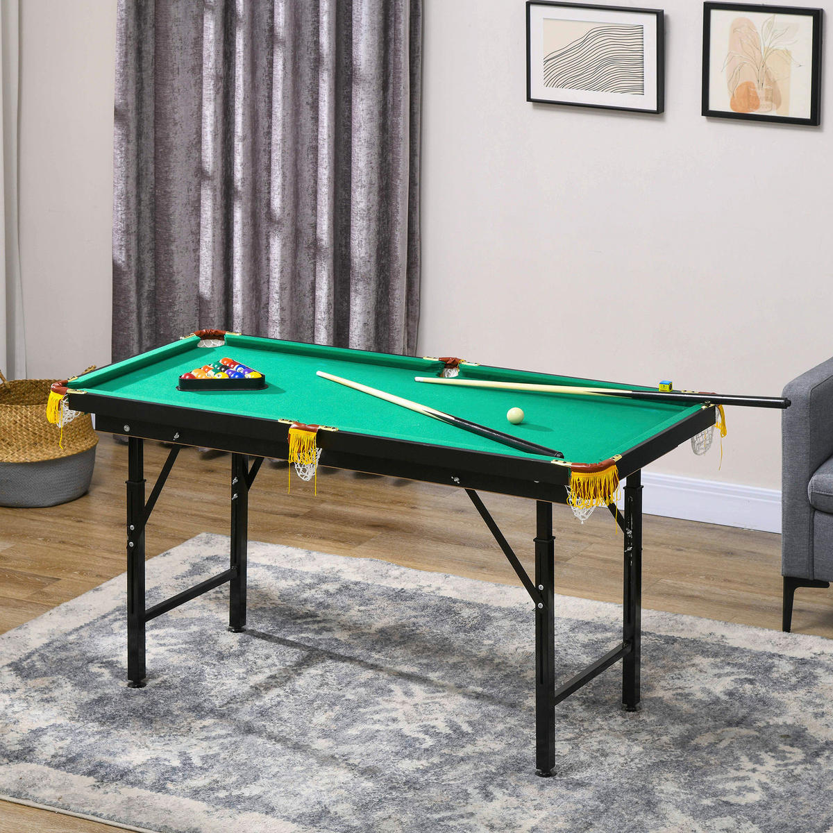 SPORTNOW Billardtisch grün Stahl B/H/L: ca. 63x75x140 cm Billardtisch - grün (140,00/63,00/75,00cm) - SPORTNOW