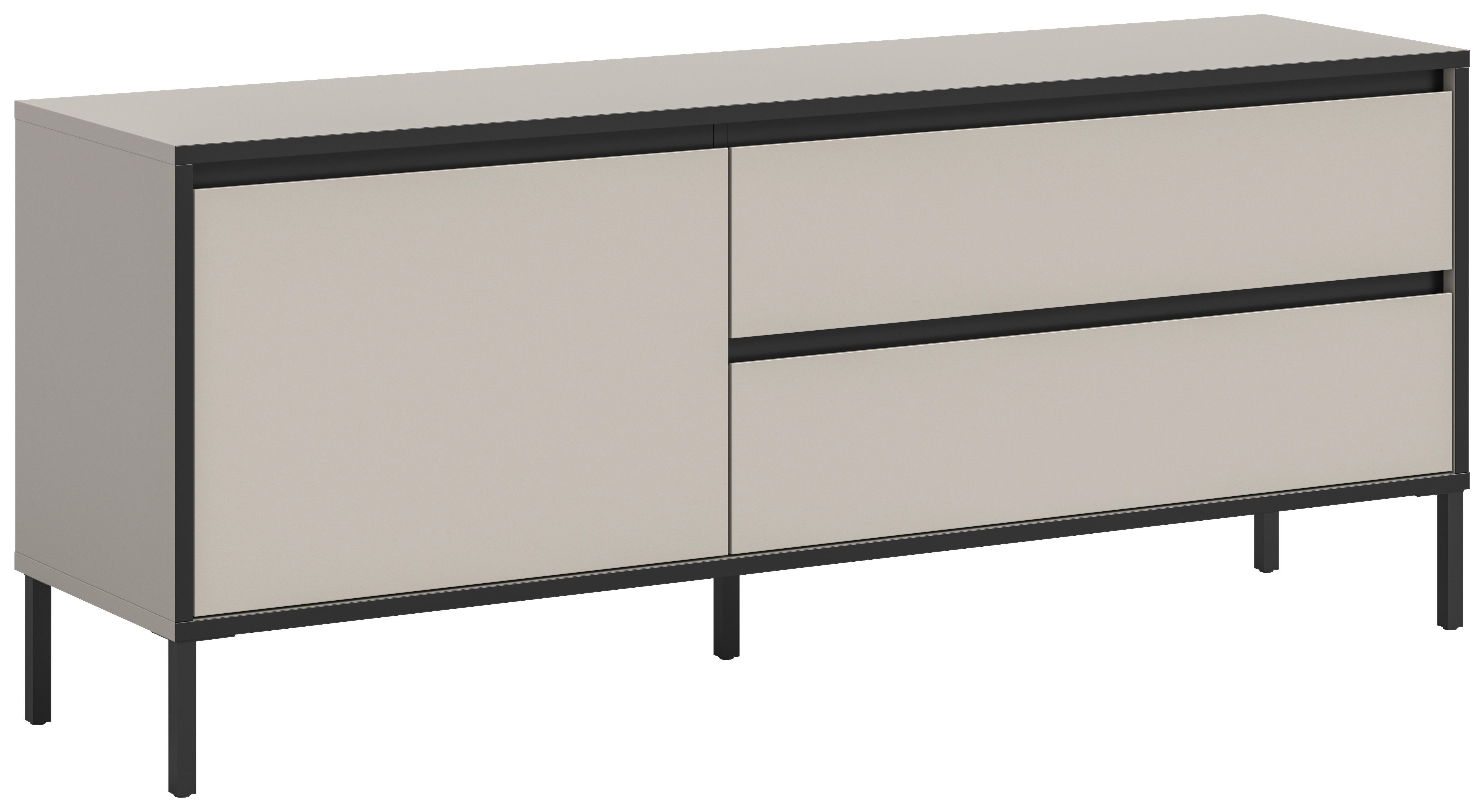 Lowboard Tron Kaschmirgrau Nachbildung schwarz B/H/T: ca. 150x62x38 cm Tron - schwarz (150,00/62,00/38,00cm) - xonox.home
