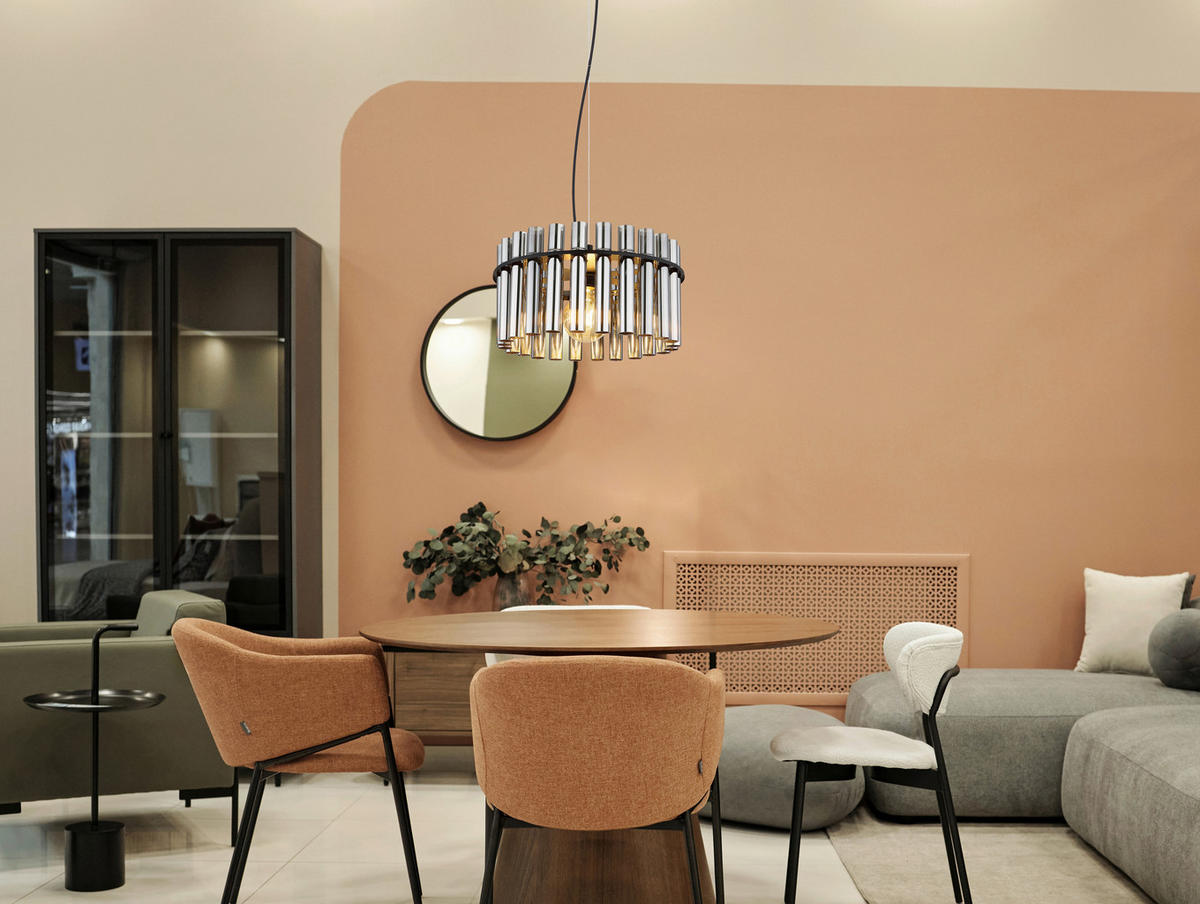 GLOBO Pendelleuchte Rauch schwarz Metall Glas PVC H/D: ca. 120x38 cm E27 1 Brennstellen GORLEY II - schwarz/Rauch (38,00/120,00cm) - GLOBO