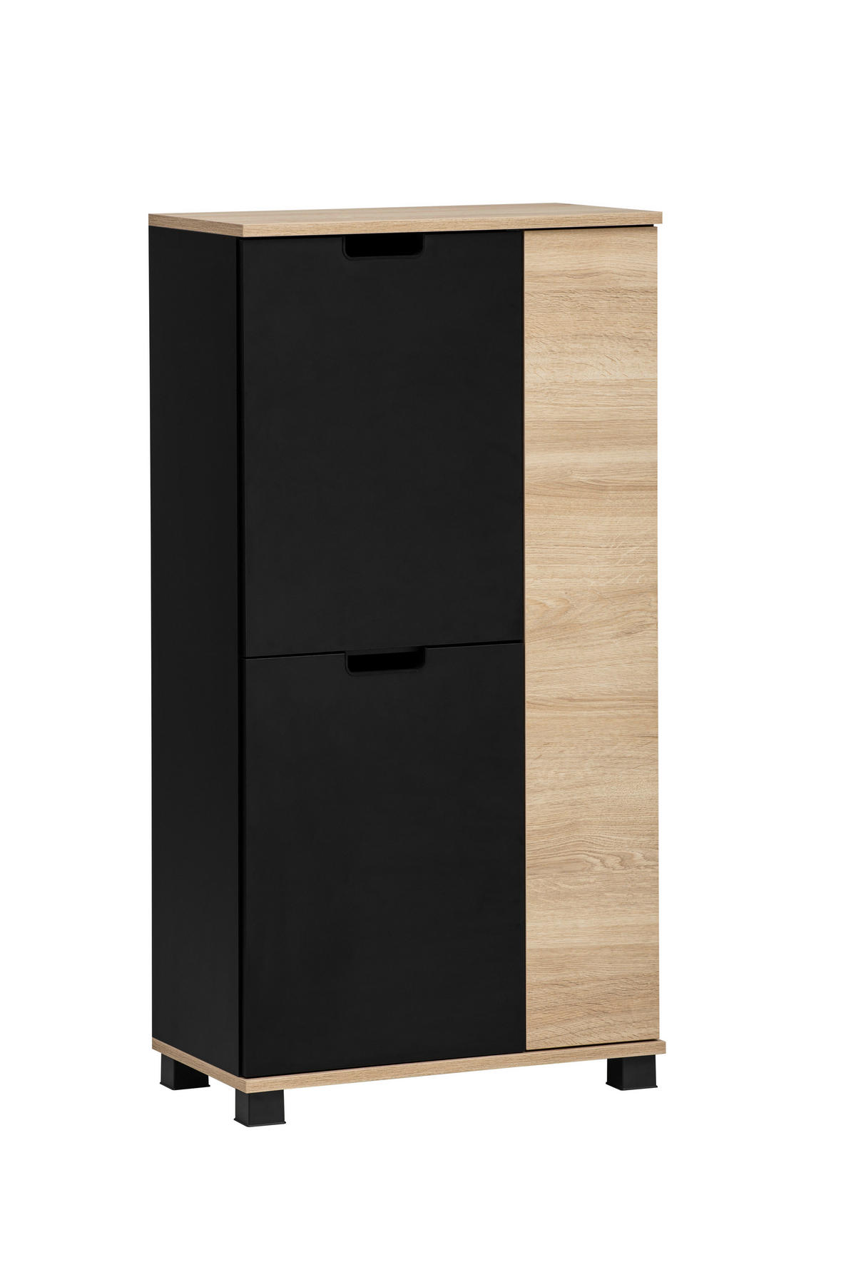 Highboard Emmik schwarz matt Eiche Eiche weiß Nachbildung B/H/T: ca. 59,8x116,9x32,6 cm Emmik - Eiche/schwarz (59,80/116,90/32,60cm) - Möbelpartner