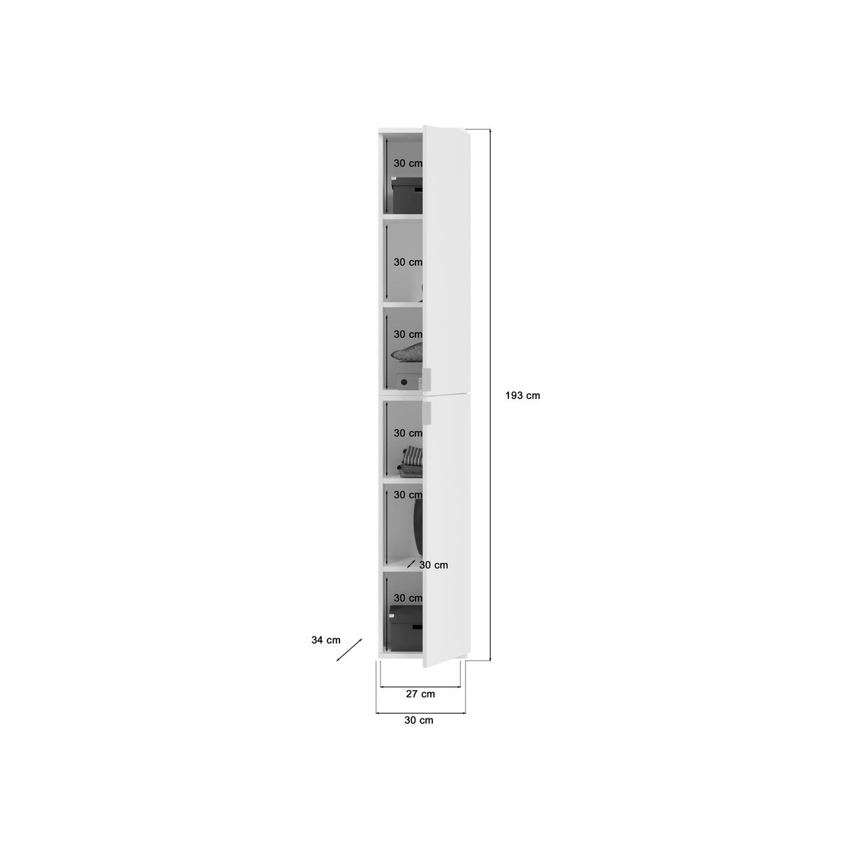 Garderobe PROJEKT Eiche Artisan Nachbildung weiß Hochglanz Spiegel B/H/T: ca. 213x193x34 cm PROJEKT - Eiche/weiß (213,00/193,00/34,00cm) - xonox.home