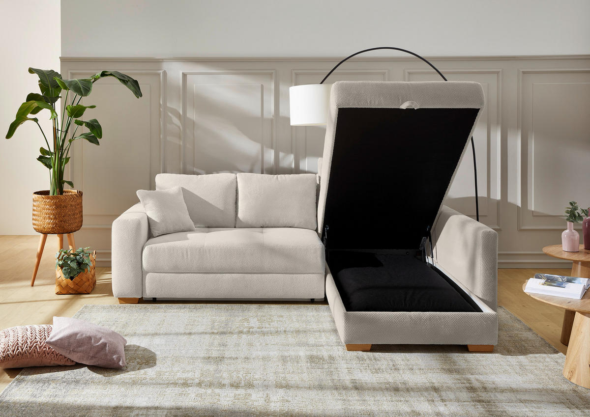 Funktionsecke hellbeige Kord B/H/T: ca. 257x85x206 cm Sunset_Funktionsecke - Eiche/hellbeige (257,00/85,00/206,00cm)