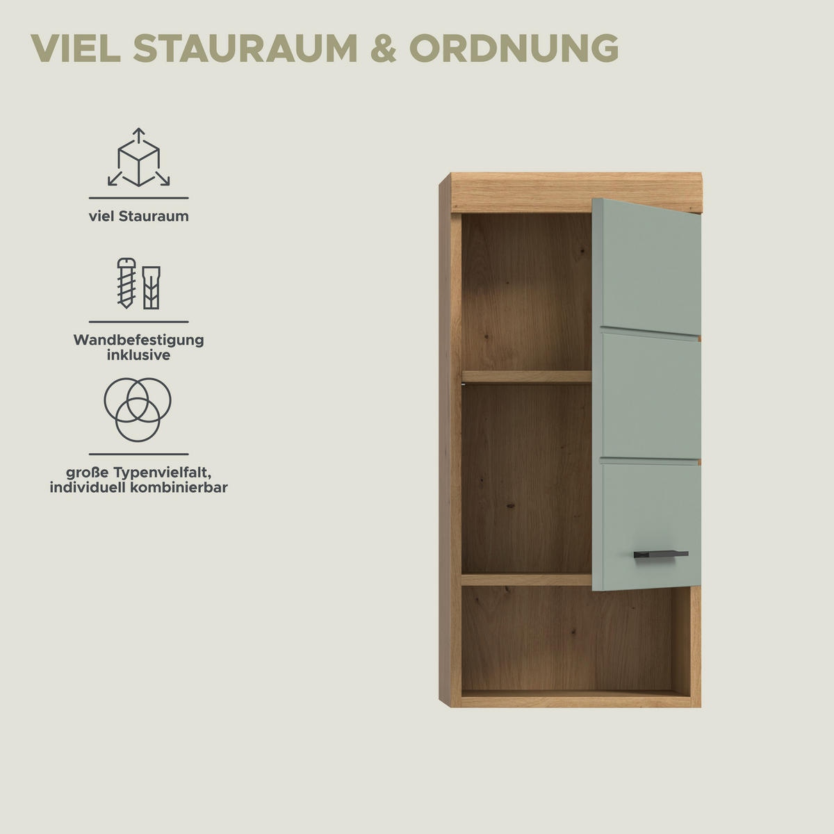 Badhängeschrank Scout Eiche Artisan Nachbildung salbei Nachbildung B/H/T: ca. 37x79x24 cm Scout - Eiche/salbei (37,00/79,00/24,00cm) - xonox.home