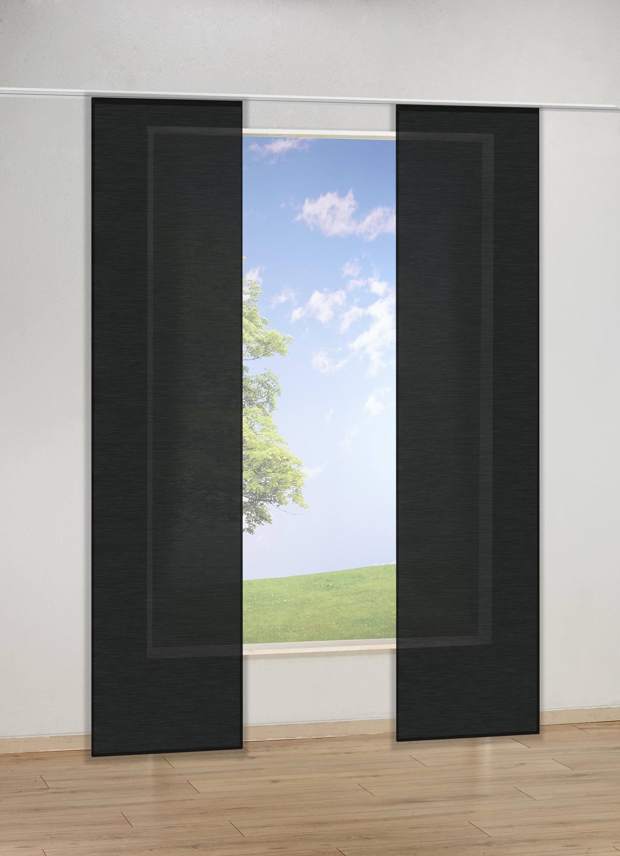 Schiebevorhang schwarz B/L: ca. 60x245 cm Schiebevorhang_uni - schwarz (60,00/245,00cm)