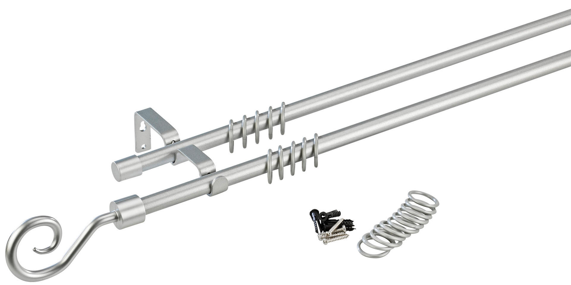 POCOline Stilgarnituren Kringel silber Metall D: ca. 1,6 cm ausziehbar von ca. 130 bis 240 cm 2.0 Läufe Kringel - silber (1,60cm) - POCOline