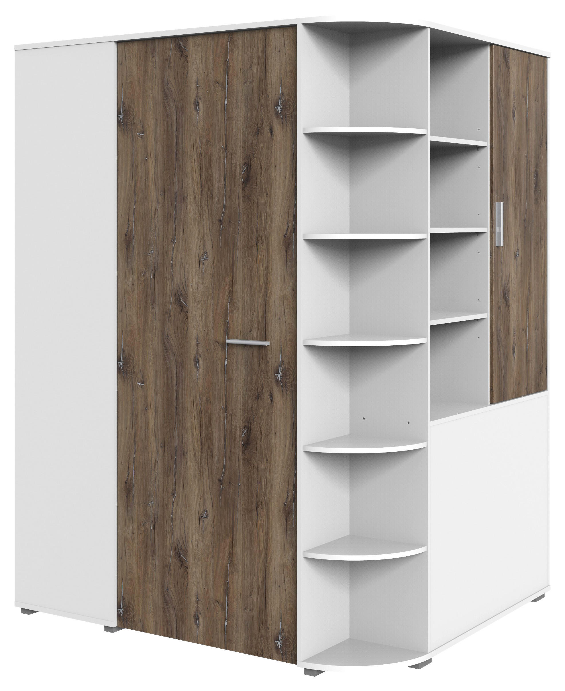 Eckschrank Joker weiß Eiche Flagstaff Nachbildung B/H/T: ca. 124x198x148 cm Joker - Eiche/weiß (124,00/198,00/148,00cm)