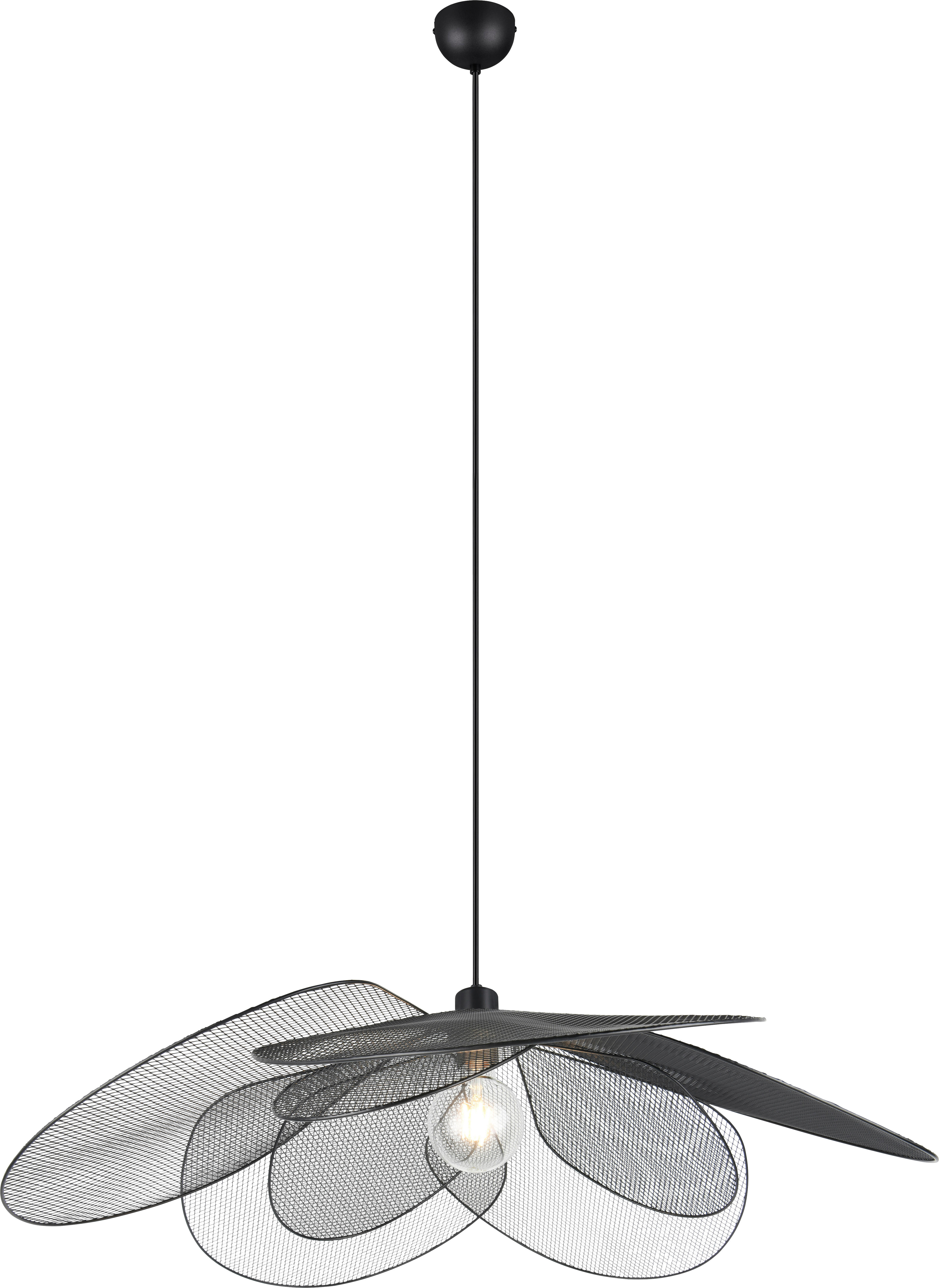 Reality Leuchten Pendelleuchte schwarz Metall H: ca. 150 cm E27 1 Brennstellen Fleure - schwarz (150,00cm) - Reality Leuchten