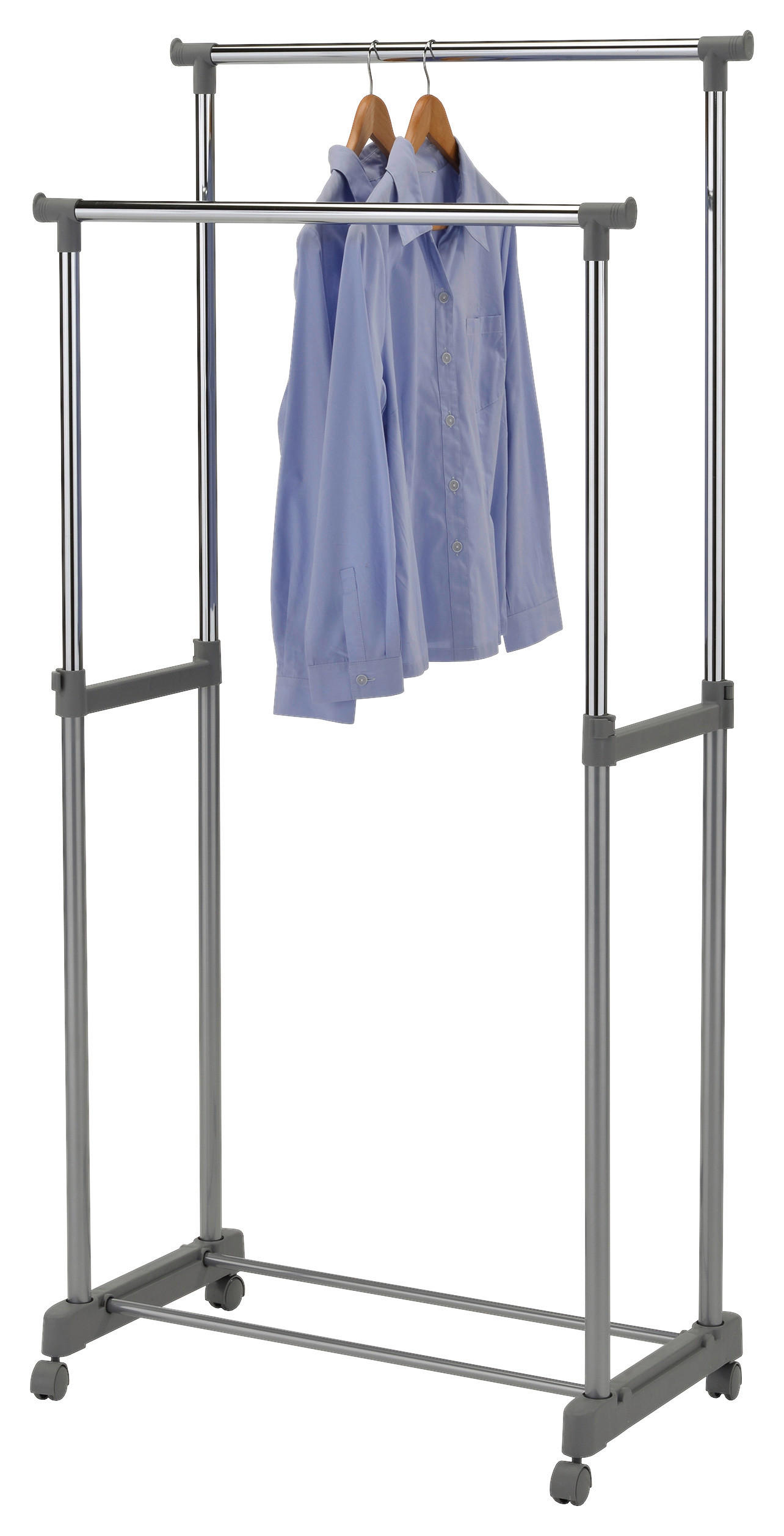 Garderobenwagen Chrom Stahl B/H/L: ca. 43x92x79,5 cm Garderobenwagen_Doppelstange - Chrom/grau (79,50/43,00/92,00cm)