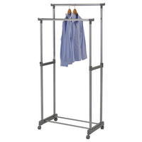 Garderobenwagen Chrom Stahl B/H/L: ca. 43x92x79,5 cm Garderobenwagen_Doppelstange - Chrom/grau (79,50/43,00/92,00cm)