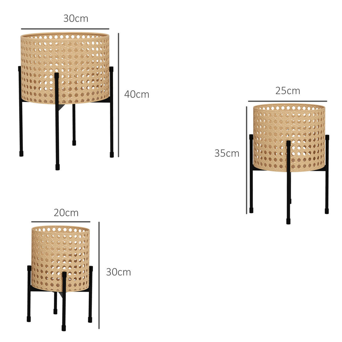 Outsunny Pflanzständer gold Polypropylen B/H/L: ca. 30x30x40 cm Blumenständer-Set - gold (40,00/30,00/30,00cm) - Outsunny