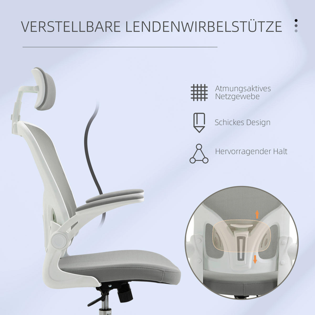 Drehstuhl 921-417 grau 921-417 - grau (65,00/114,00/64,00cm) - Vinsetto