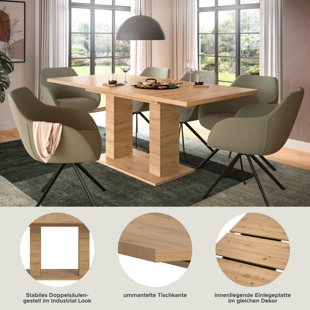Esstisch MOTION Artisan Oak Nachbildung B/H/T: ca. 150x76x90 cm MOTION - (150,00/76,00/90,00cm) - xonox.home