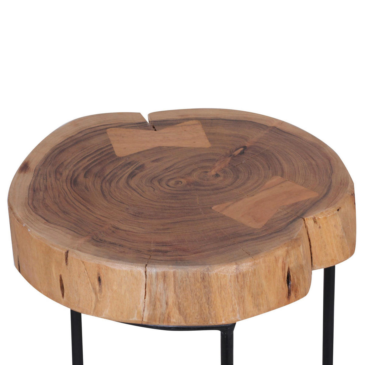 Beistelltisch natur schwarz Akazie Metall B/H/T: ca. 28x55x28 cm Beistelltisch - natur/schwarz (28,00/55,00/28,00cm) - Wohnling