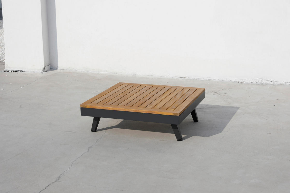 Acamp Loungeset Naxos anthrazit Polyester-Mischgewebe B/H/T: ca. 175x70x78 cm Naxos - anthrazit/teak (175,00/70,00/78,00cm) - Acamp