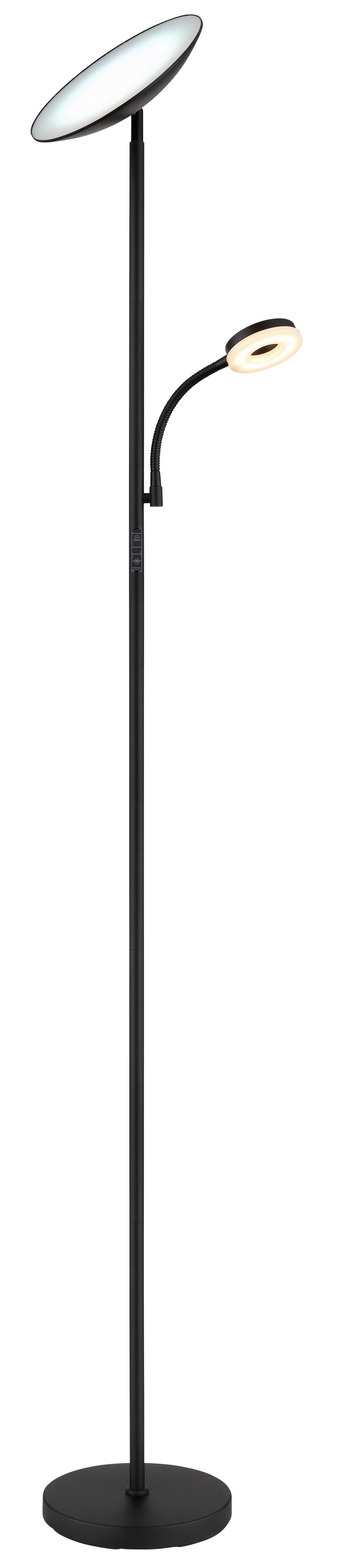 GLOBO LED-Deckenfluter Opal Chrom schwarz Metall Kunststoff H/D: ca. 179x25 cm 1 Brennstellen SKOPO - schwarz/Opal (25,00/179,00cm) - GLOBO