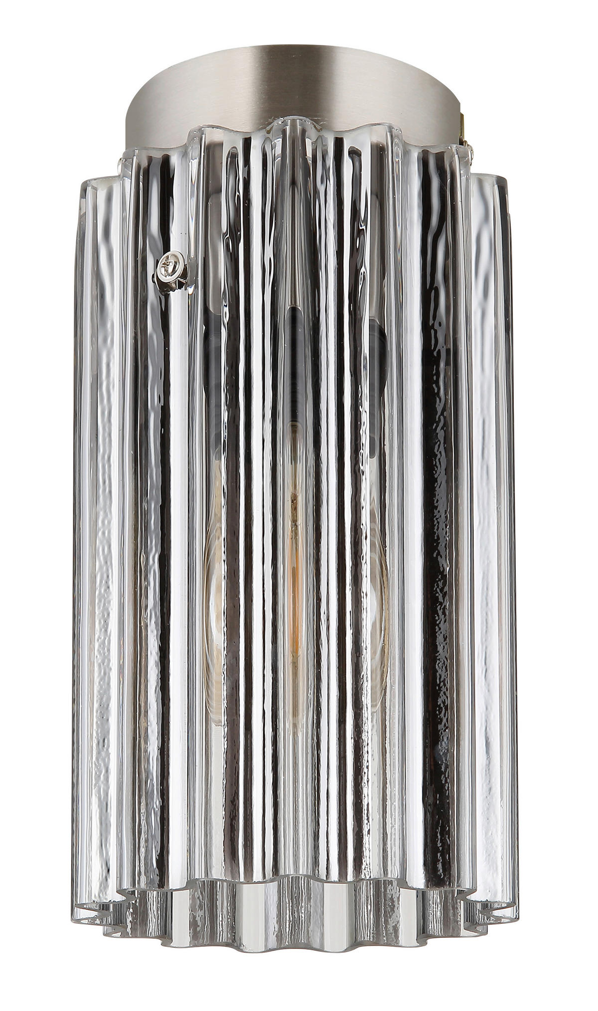 GLOBO Deckenleuchte CAYDEN 15747D nickel klar Glas Metall H/D: ca. 21x11,5 cm E27 1 Brennstellen CAYDEN - klar/nickel (11,50/21,00cm) - GLOBO