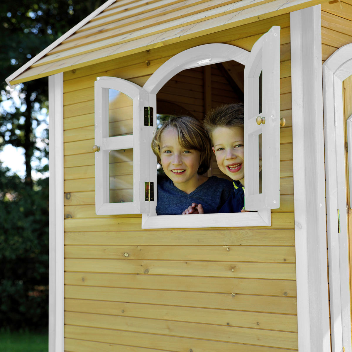 AXI Spielhaus Laura weiß B/H/L: ca. 318x272x191 cm Laura - braun/weiß (191,00/318,00/272,00cm) - AXI