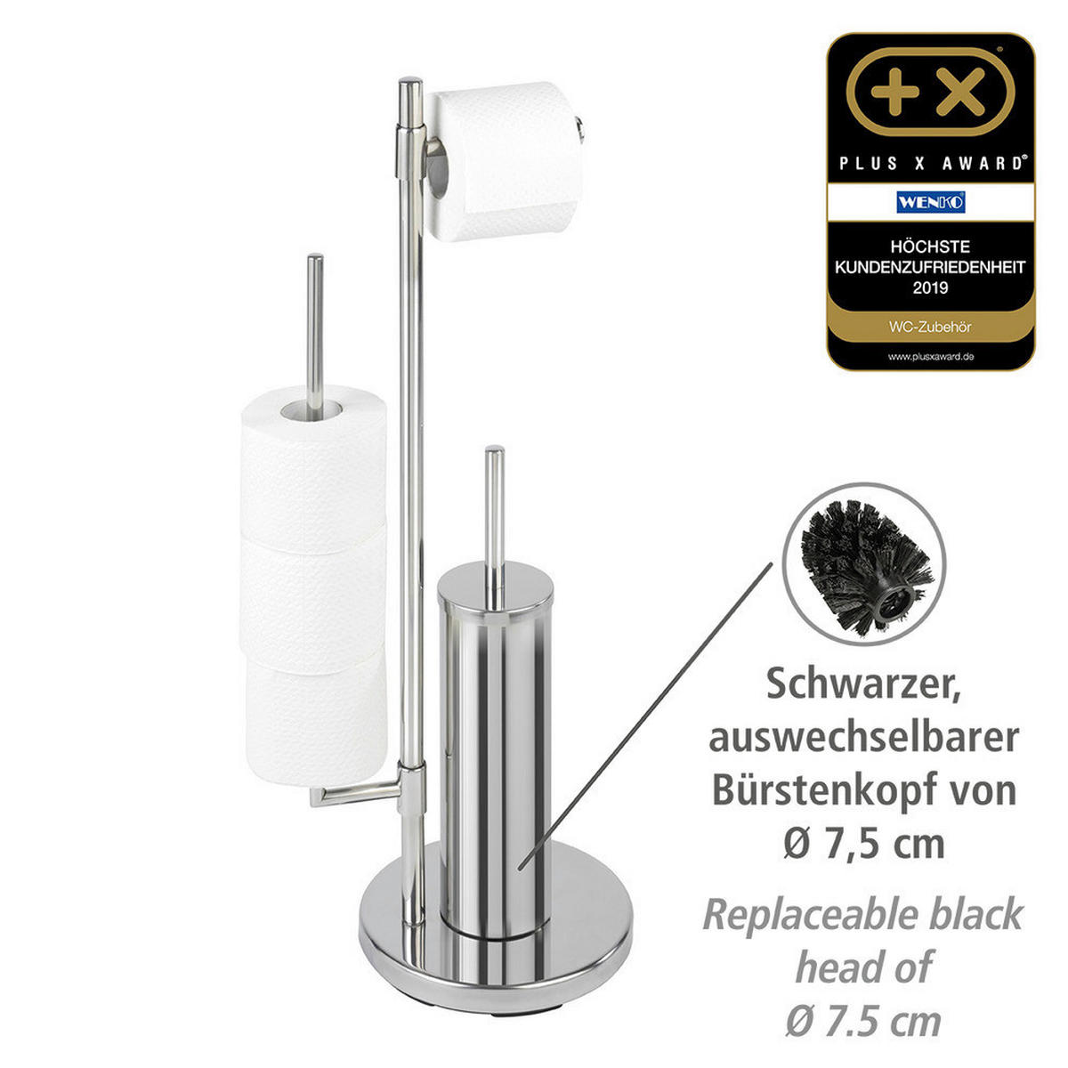 Stand-WC-Garnitur Chrom Edelstahl Stand-WC-Garnitur_Universalo - Chrom (20,00/30,00/70,00cm) - WENKO