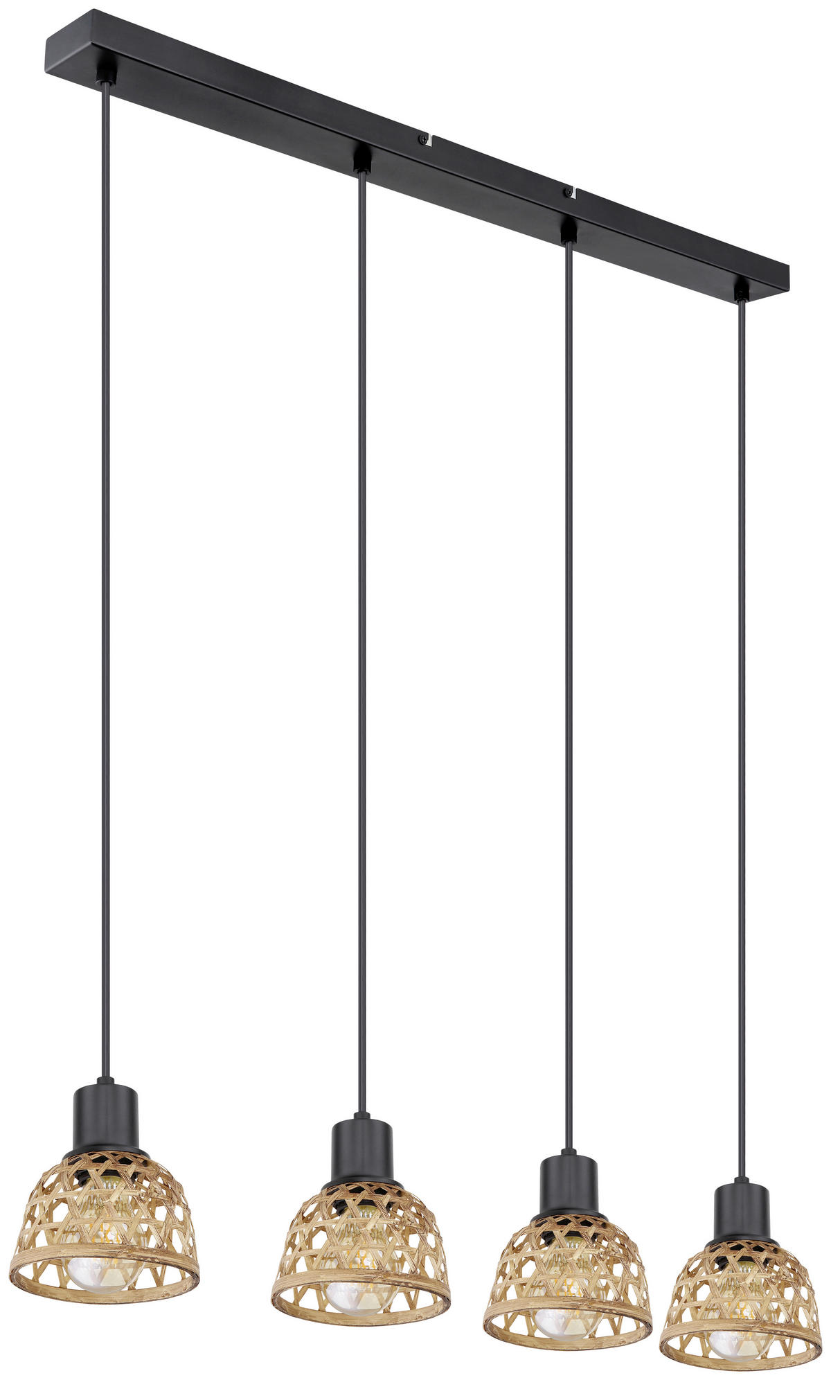 GLOBO Pendelleuchte WENNA 54053-4H mattschwarz Metall Bambus B/H/T: ca. 72x120x13 cm WENNA - mattschwarz (72,00/120,00/13,00cm) - GLOBO