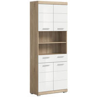 Badhochschrank Lambada Eiche Sonoma Nachbildung weiß Hochglanz B/H/T: ca. 74x191x31 cm Lambada - Eiche/weiß (74,00/191,00/31,00cm) - xonox.home