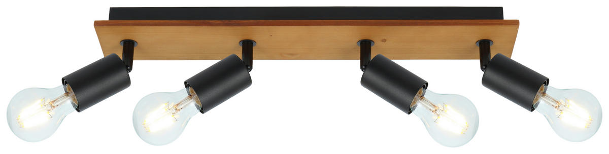 GLOBO Spotleuchte braun schwarz Holz Metall B/H/T: ca. 9x11x49 cm E27 4 Brennstellen MARTHA - braun/schwarz (9,00/11,00/49,00cm) - GLOBO
